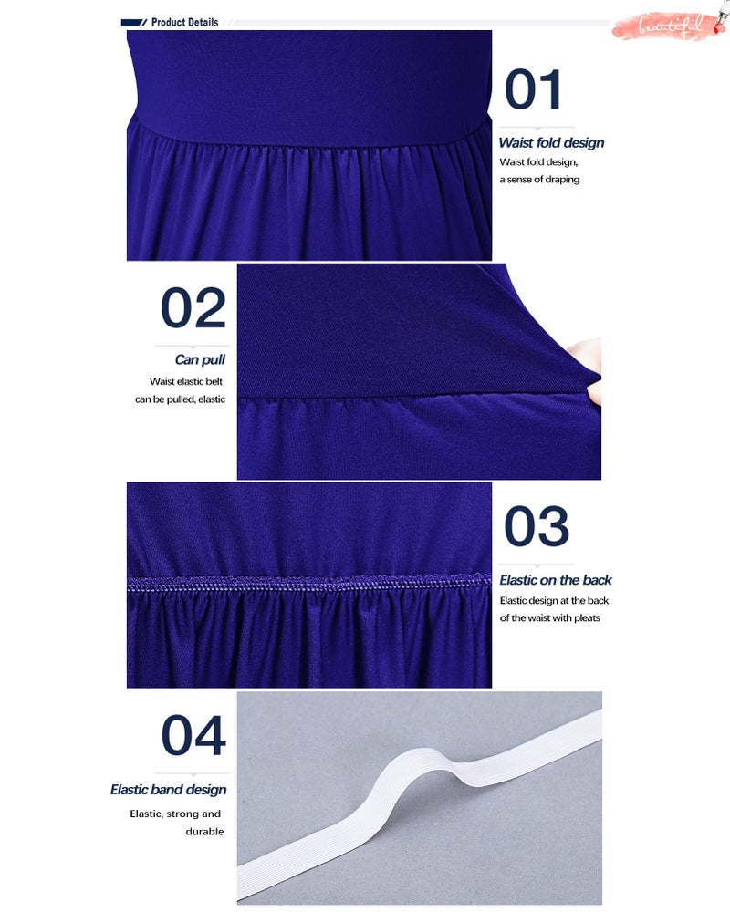 AUSELILY Women's Short Sleeve Loose Plain Casual Long Maxi Dresses for Women 2026 Royal Blue L - Image 2